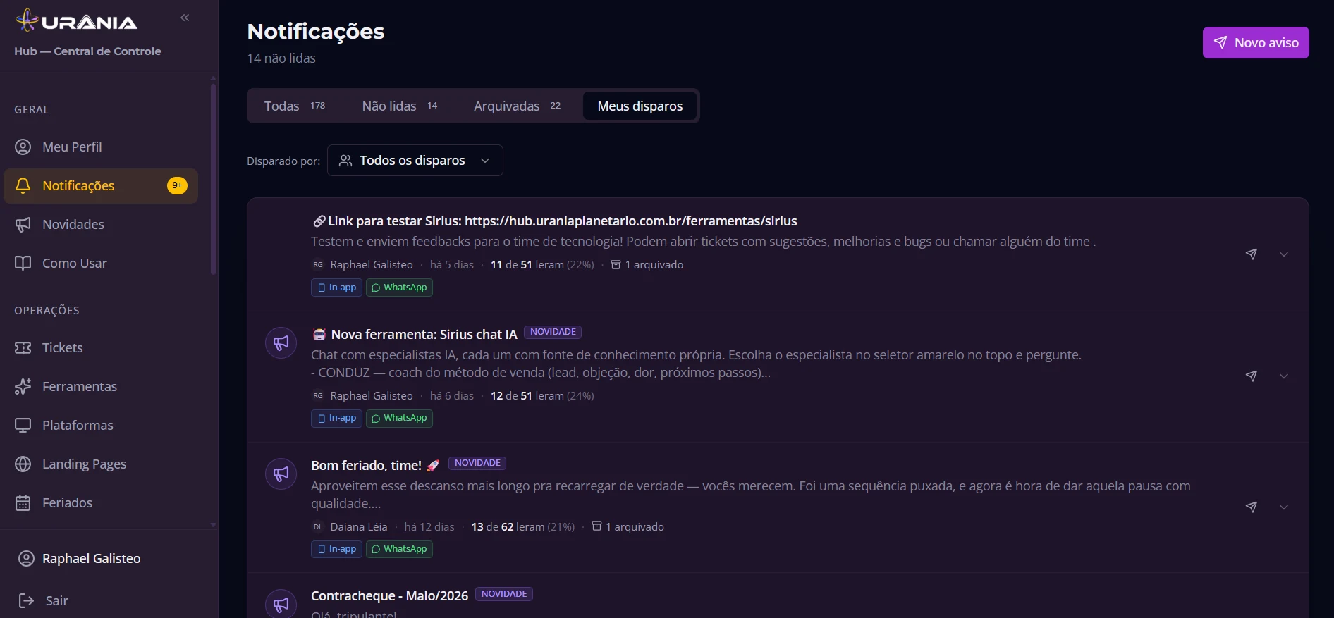 notificacoes — hub